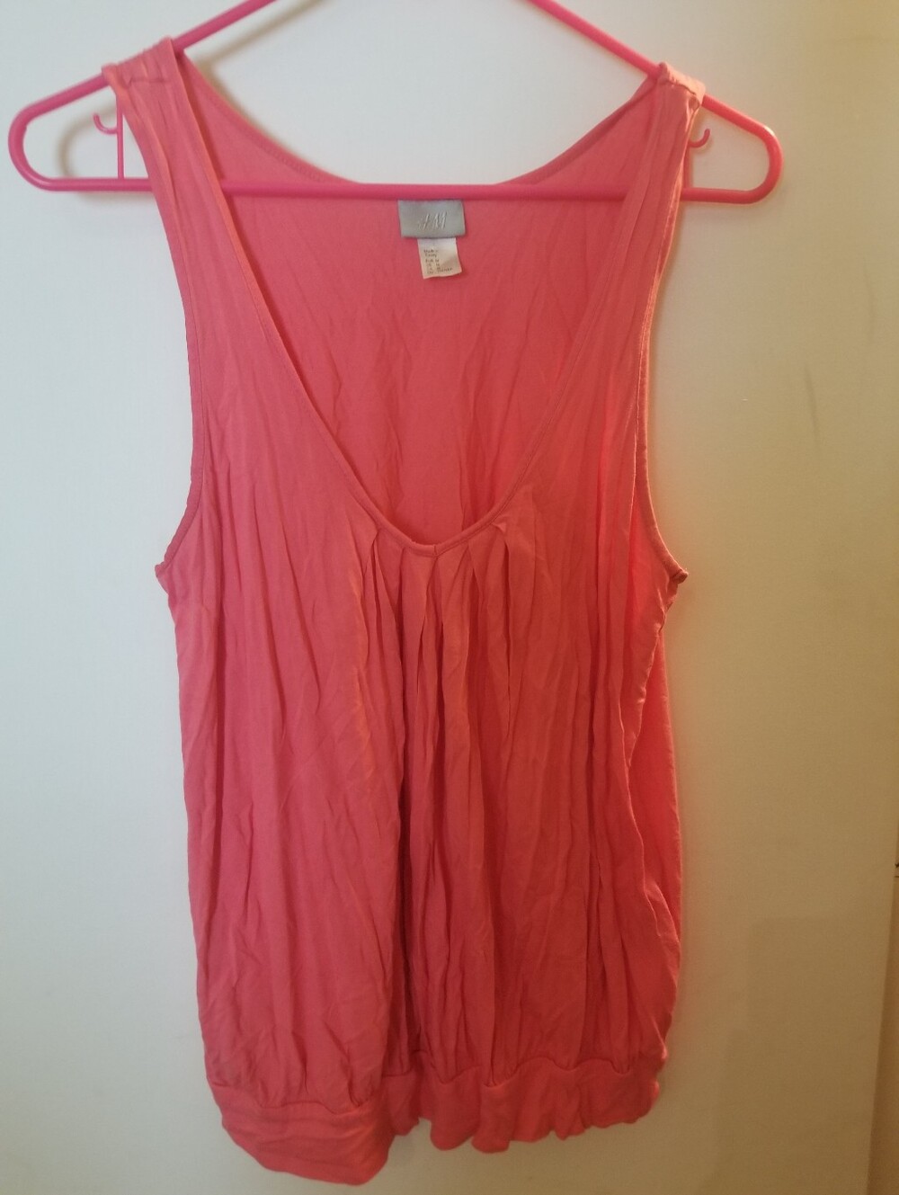 H&M Coral Pink Tank Top with Scoop Neck - Size M